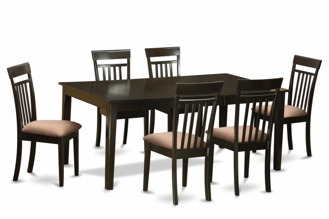 HECA7-CAP-C 7 Piece Formal Dining Room Set-Dinette Table Featuring Leaf and 6 Dining Room Chairs -  East West Furniture