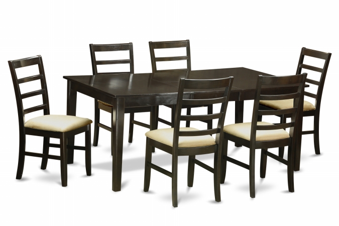 7 Piece Dining Room Set-Dinette Table With Leaf and 6 Dining Room Chairs