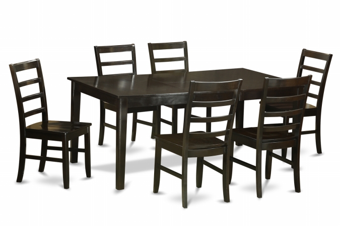 7 Piece Dining Room Set-Table Having Leaf and 6 Kitchen Chairs