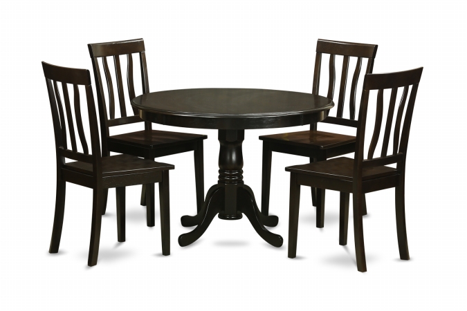 5 Piece Kitchen Table Set-Drop Leaf Table and 4 Dinette Chairs - Cappuccino