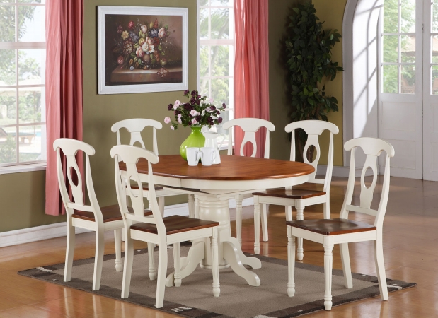 7 Piece Dining Room Set For 6-Oval Dining Table and 6 Dining Chairs