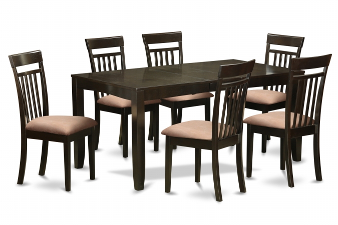 7 Piece Dining Table Set For 6-Table With Leaf and 6 Kitchen Dining Chairs