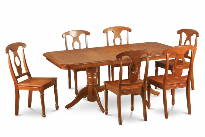 7 Piece Dining Table Set For 6-Oval Table With Leaf and 6 Kitchen Dining Chairs