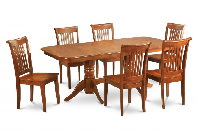 NAPO9-SBR-W 9 Piece Dining Room Set Table With A Leaf and 8 Kitchen Dining Chairs -  East West Furniture