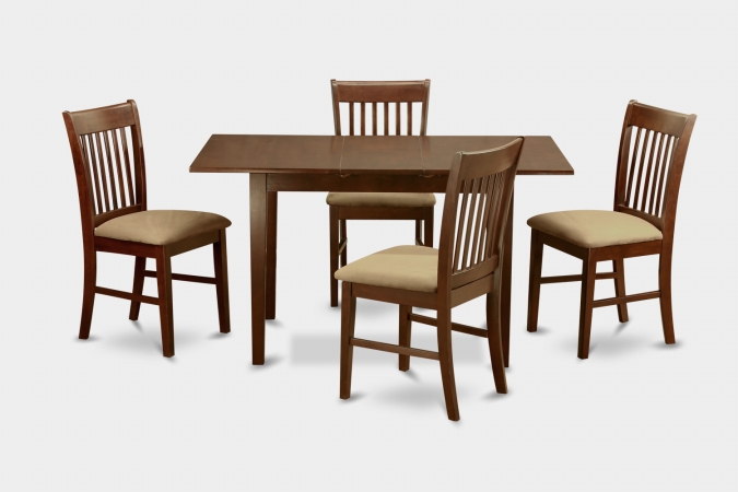 5 Piece Kitchen Nook Dining Set- Table With 12 In. Leaf and 4 Dining Chairs