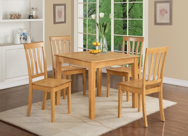 OXAN3-OAK-W 3 Piece Small Kitchen Table and Chairs Set-Square Kitchen Table and 2 Dining Chairs
