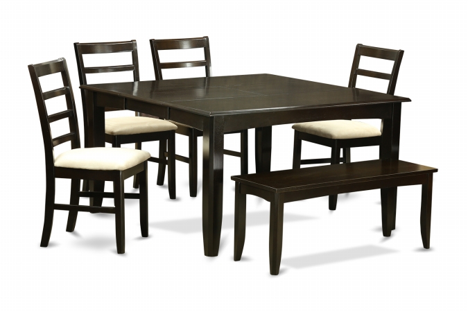 PARF6-CAP-C 6 Piece Dining Set With Benchtable With Leaf and 4 Kitchen Dining Chairsplus Bench