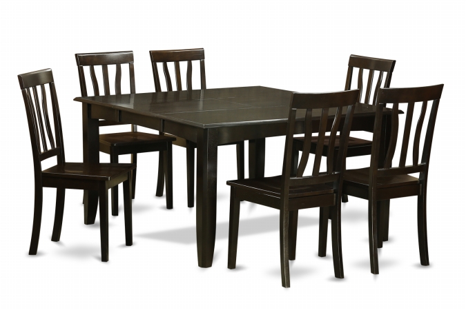 7 Piece Dining Table Set-Dinette Table With Leaf and 6 Dinette Chairs