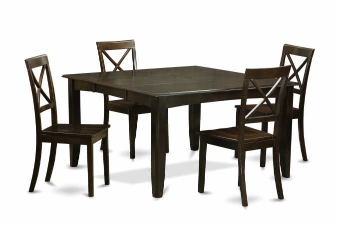 PFBO5-CAP-W 5 Piece Dining Table Set-Dining Table With Leaf and 4 Kitchen Chairs