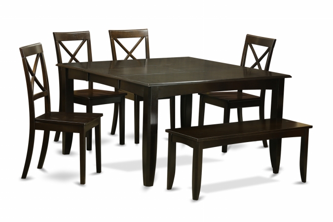 PFBO6-CAP-W 6 Piece Dining Room Set With Benchdining Tablewith Leaf and 4 Kitchen Chair Plus Bench -  East West Furniture