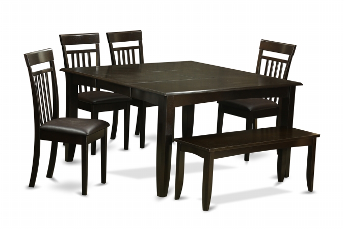 6 Piece Dining Table Set With Benchdinette Table With Leaf and 4 Dining Chairsplus Bench