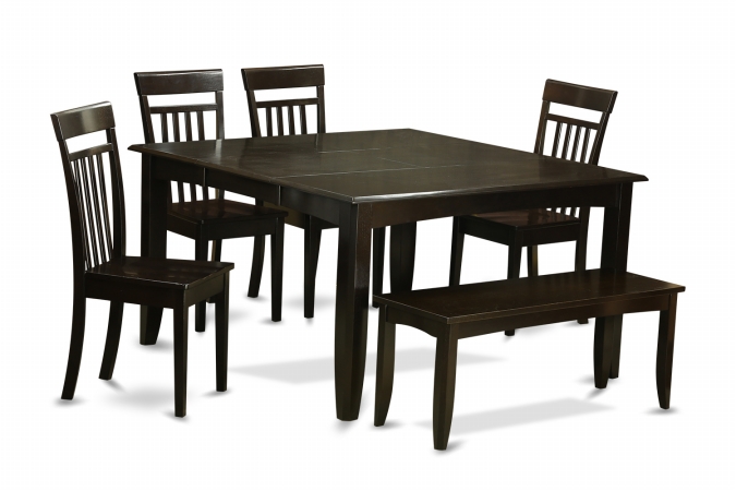 6 Piece Dining Set With Benchkitchen Table With Leaf and 4 Kitchen Chair Plus Bench