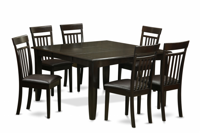 PFCA7-CAP-LC 7 Piece Dining Room Table Set-Dinette Table With Leaf and 6 Dinette Chairs