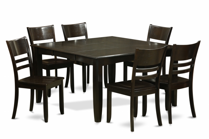 7 Piece Dining Set-Dining Table With Leaf and 6 Dinette Chairs