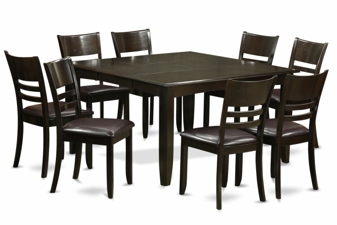 PFLY9-CAP-LC 9 Piece Dining Room Table Set-Dinette Table With Leaf and 8 Kitchen Chairs
