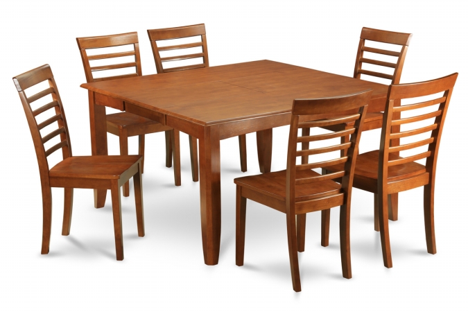 9 Piece Formal Dining Room Set-Kitchen Table With Leaf and 8 Dinette Chairs