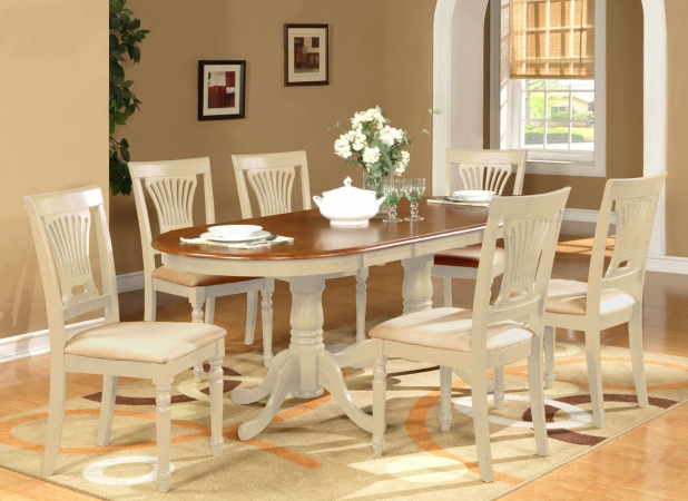 PLAI9-WHI-C 9 Piece Dining Room Table Set-Dining Table Plus 8 Dining Chairs -  East West Furniture