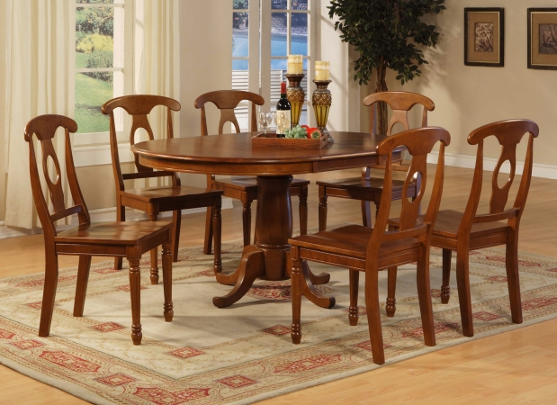 7 Piece Dining Room Set-Oval Dining Table With Leaf and 6 Chairs