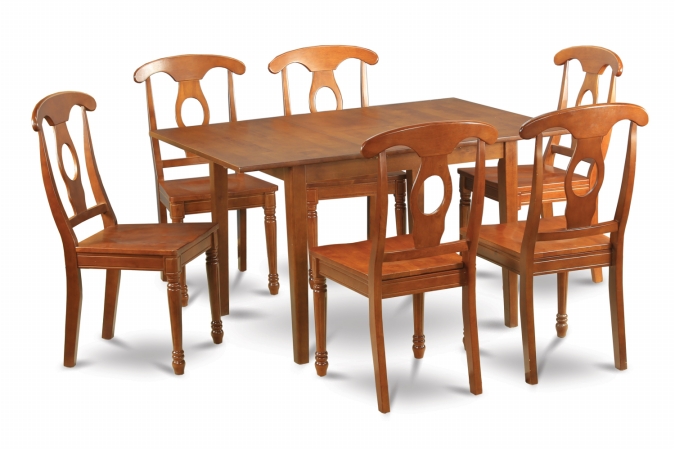 7 Piece Kitchen Table Set Table With Leaf and 6 Dining Chairs