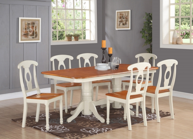 9 Piece Dining Set-Table With A Leaf and 8 Dining Room Chairs - White