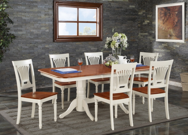 NAPL7-WHI-W 7 Piece Dining Set-Dining Table and 6 Dining Chairs For Dining -  East West Furniture