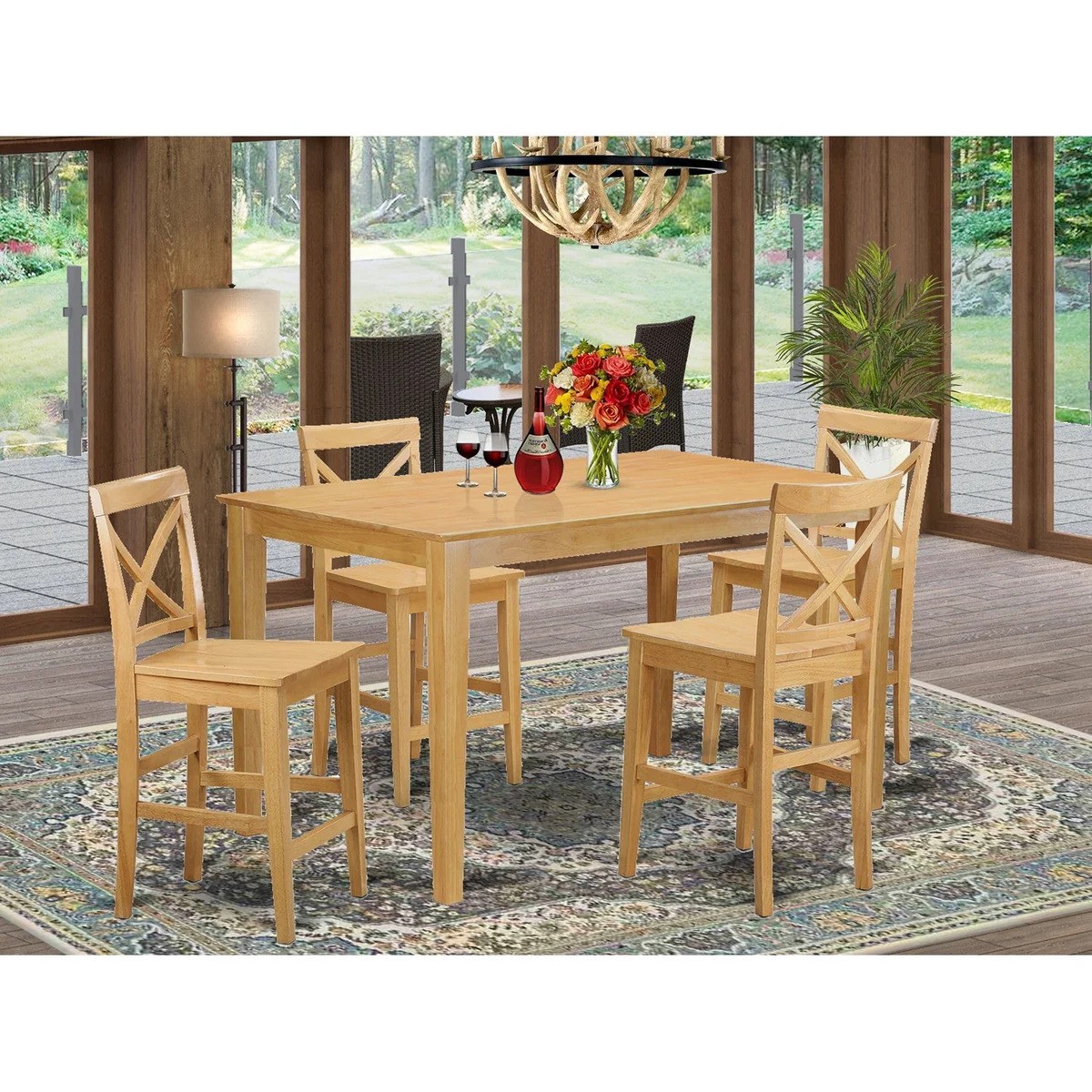 5 Piece Counter Height Table Set-Gathering Table and 4 Counter Height Chair