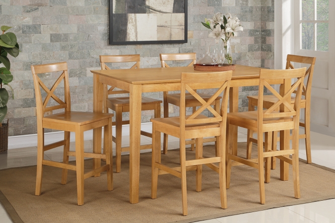7 Piece Pub Table Set- Table and 6 Kitchen Bar Stool