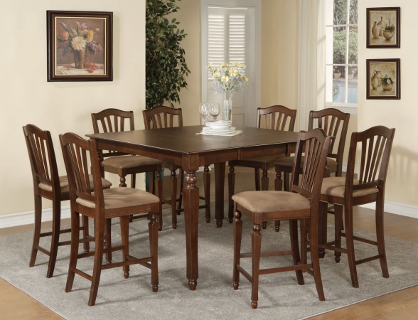 7 Piece Pub Height Set- Square Counter Height Table With 6 Stools