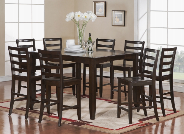 7 Piece Counter Height Set- Square Table Plus 6 Kitchen Counter Chairs