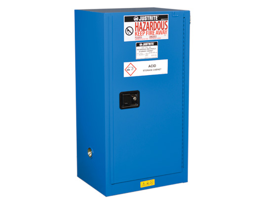 Justrite 861528 Sure-Grip Ex Compac Hazardous Material Stl Safety Cabinet- Cap. 15 Gallons- Self-Close - Royal Blue