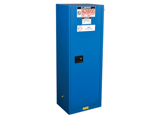 Justrite 862228 Sure-Grip Ex Slimline Hazardous Material Stl Safety Cabinet, Cap. 22 Gallons, Self-Close - Royal Blue