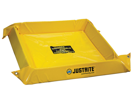 Justrite 40 Gallon Maintenance Spill Berm 4 ft x 4 ft x 4 in Yellow - 28406