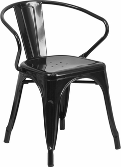 Picture of Flash Furniture CH-31270-BK-GG Black Metal Chair with Arms