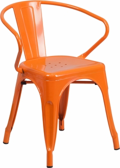 Picture of Flash Furniture CH-31270-OR-GG Orange Metal Chair with Arms