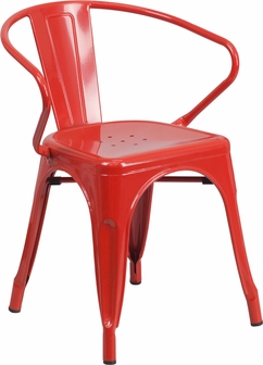 Picture of Flash Furniture CH-31270-RED-GG Red Metal Chair with Arms