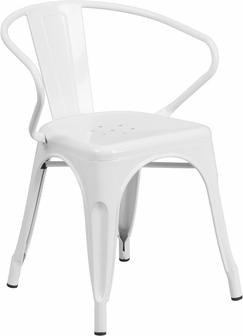 Picture of Flash Furniture CH-31270-WH-GG White Metal Chair with Arms