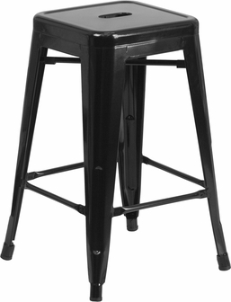 Picture of Flash Furniture CH-31320-24-BK-GG 24 Inch Backless Black Metal Counter Height Stool