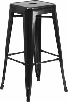 CH-31320-30-BK-GG 30 Inch Backless Black Metal Bar Stool