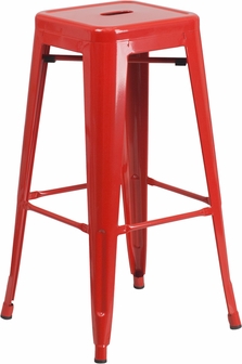 CH-31320-30-RED-GG 30 Inch Backless Red Metal Bar Stool