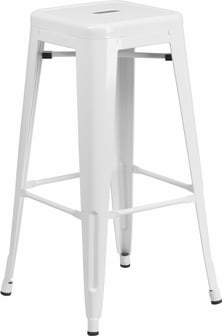 30 Inch Backless White Metal Bar Stool