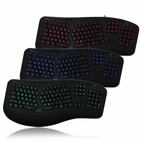 Picture of Adesso AKB-150EB Adesso Tru-Form 150 3-Color Illuminated Ergonomic Keyboard