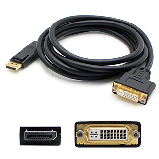 Picture of Add-onputer Peripherals- L DP2DVIA 8 in. Displayport Male To Dvi-i 29 Pin Female Black Adapter Cable