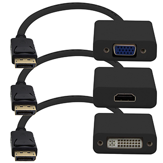 Picture of Add-onputer Peripherals- L DP2VGA-HDMI-DVI-B Addon Displayport Male To Vga-Hdmi-Dvi Male Black Adapter
