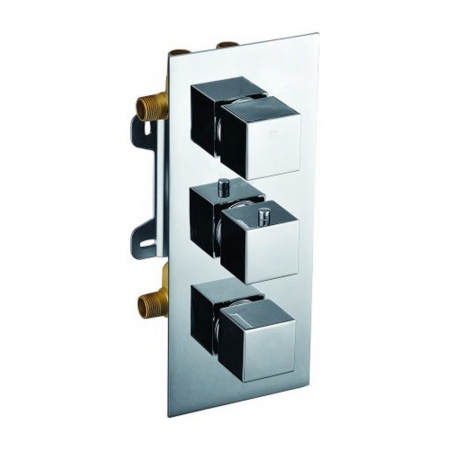 Picture of ALFI brand AB2901-BN Concealed 3-Way Thermostatic Valve Shower Mixer With Square Knobs&#44; Brushed Nickel