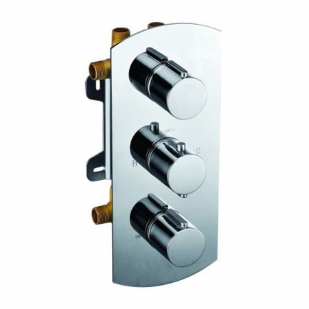 Picture of ALFI brand AB4101-BN Concealed 3-Way Thermostatic Valve Shower Mixer With Round Knobs&#44; Brushed Nickel