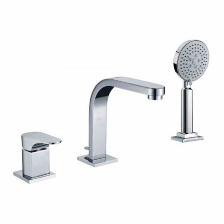Picture of ALFI brand AB2703-BN Single Lever Bathroom Faucet With Round Hand Held Pull-Out Shower Head&#44; Brushed Nickel