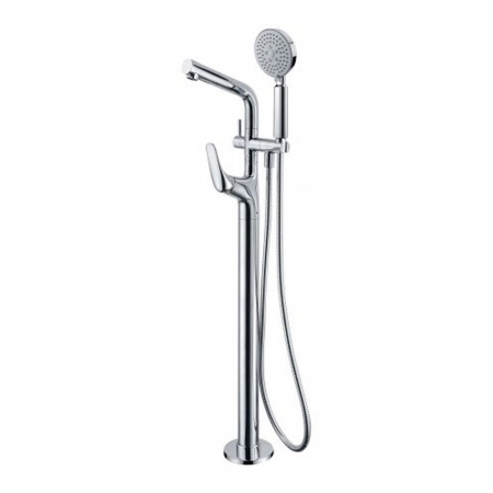 Picture of ALFI brand AB2758-PC Floor Mounted Tub Filler Plus Mixer With Additional Hand Held Shower Head- Polished Chrome