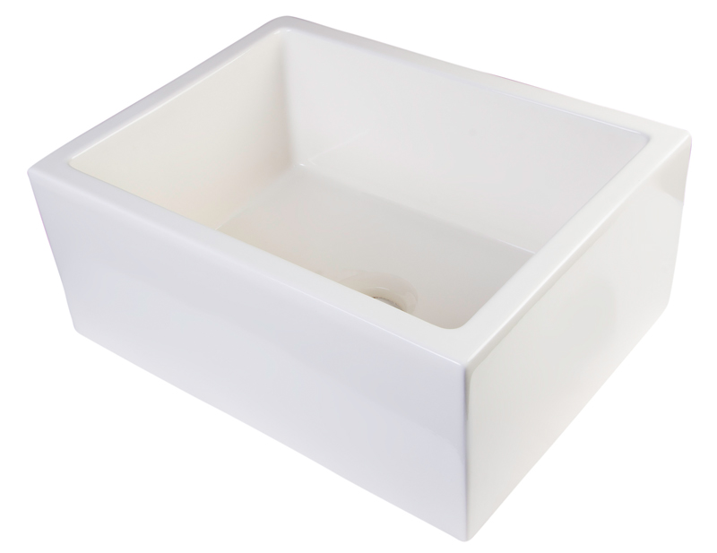 Picture of ALFI brand AB2418SB-B 24 in. Smooth Thick Wall Fireclay Single Bowl Farm Sink- Biscuit