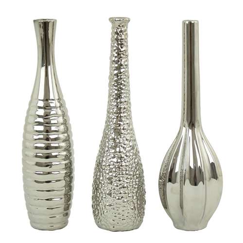 Picture of Aspire 6629 Tianna Silver Vases - Set Of 3- Silver