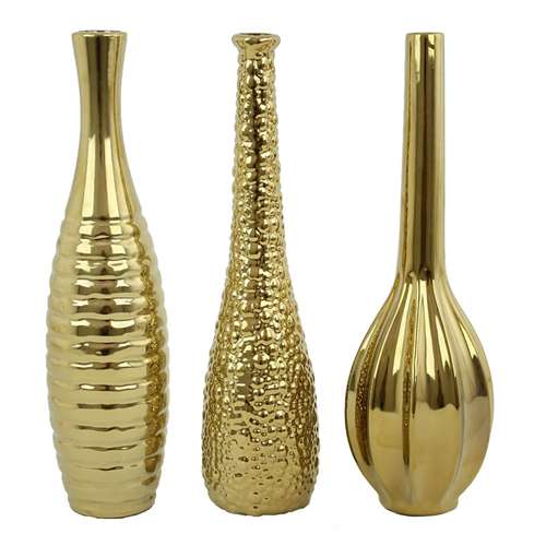 Picture of Aspire 9398 Tianna Gold Vases - Set Of 3&#44; Gold